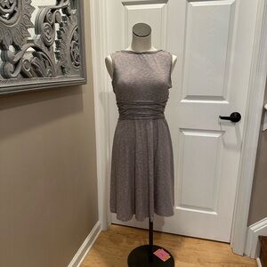 Max Studio Medium Dress. Grey and White micro stripe.